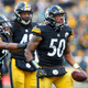 Ryan Shazier, No. 50, of the Pittsburgh Steelers, reacts after he intercepted a pass during the Wild Card Playoff game against the Miami Dolphins at Heinz Field on Jan. 8, 2017, in Pittsburgh. (Justin K. Aller/Getty Images)